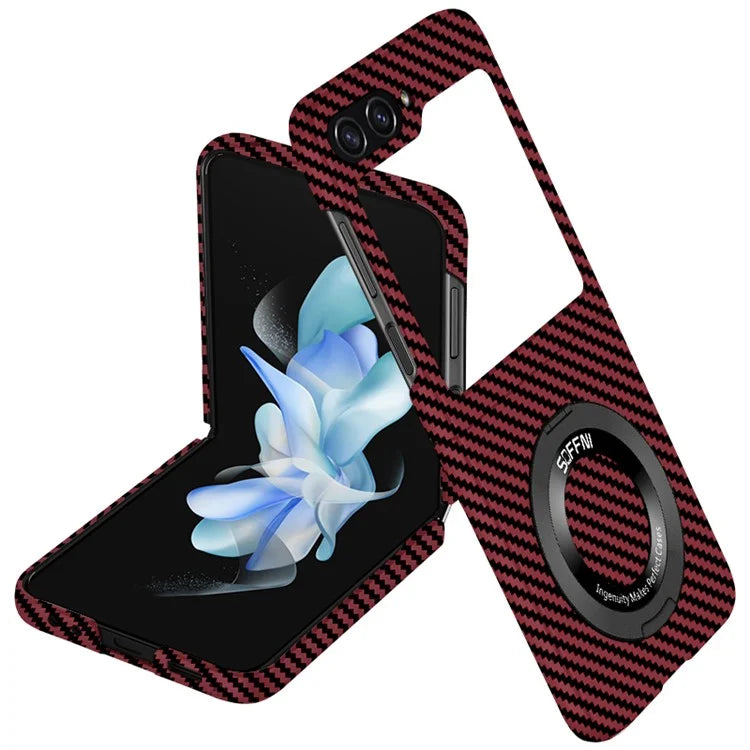 For Samsung Galaxy Z Flip5 5G Magnetic Case Ring Kickstand PU Leather + PC Cover