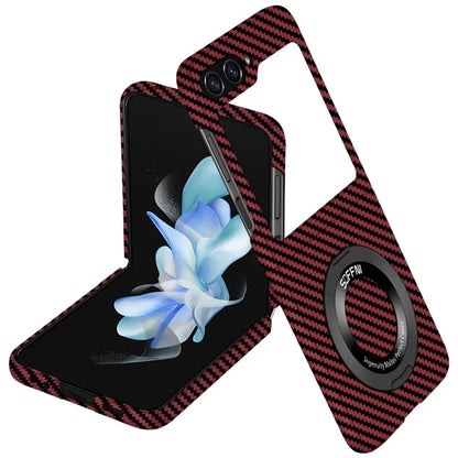 For Samsung Galaxy Z Flip5 5G Magnetic Case Ring Kickstand PU Leather + PC Cover