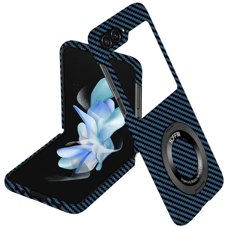 For Samsung Galaxy Z Flip5 5G Magnetic Case Ring Kickstand PU Leather + PC Cover