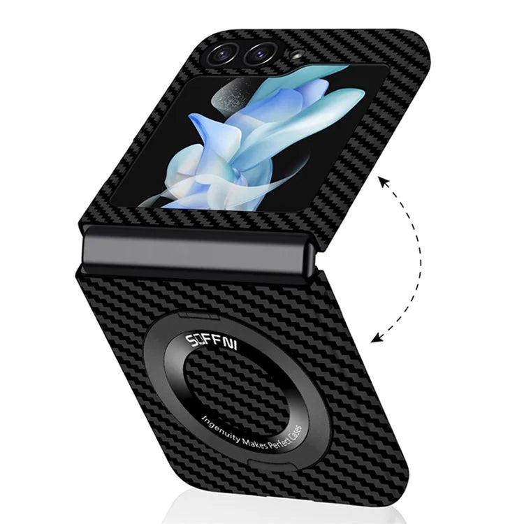 For Samsung Galaxy Z Flip5 5G Magnetic Case Ring Kickstand PU Leather + PC Cover