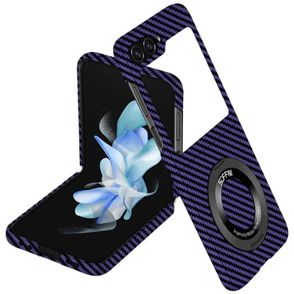For Samsung Galaxy Z Flip5 5G Magnetic Case Ring Kickstand PU Leather + PC Cover