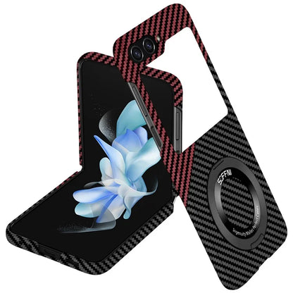 For Samsung Galaxy Z Flip5 5G Magnetic Case Ring Kickstand PU Leather + PC Cover Red