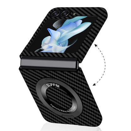 For Samsung Galaxy Z Flip5 5G Magnetic Case Ring Kickstand PU Leather + PC Cover Blue