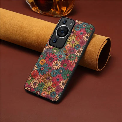 For Huawei P60 / P60 Pro Flower Case PU Leather Protective Back Cover