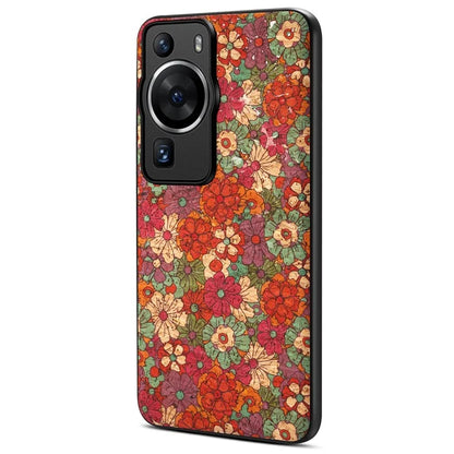 For Huawei P60 / P60 Pro Flower Case PU Leather Protective Back Cover