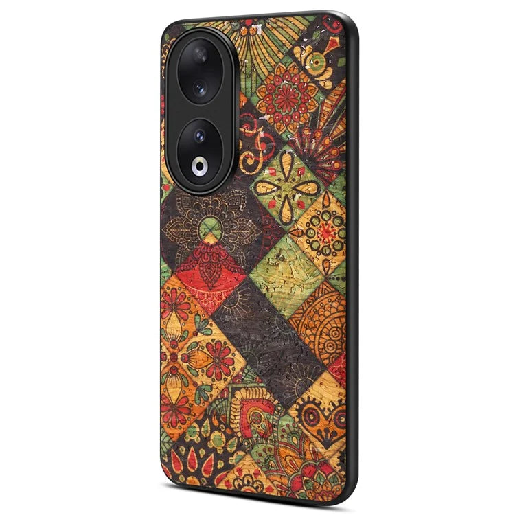 For Honor 90 Flower Pattern Case Leather Coated PC+TPU Protective Cover