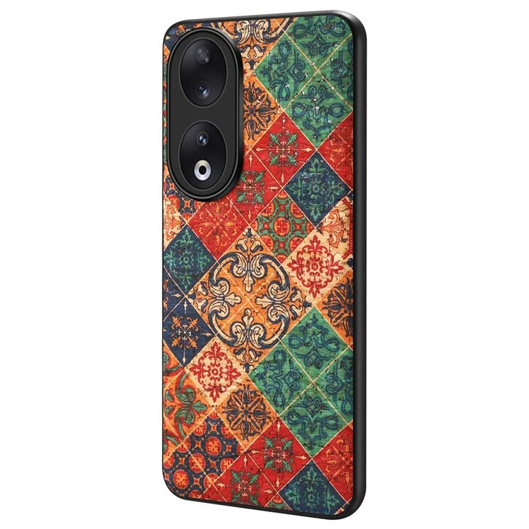 For Honor 90 Flower Pattern Case Leather Coated PC+TPU Protective Cover