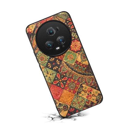 For Honor Magic5 Pro Phone Case PU Leather Flower Series Back Cover