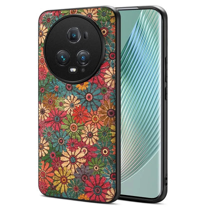 For Honor Magic5 Pro Phone Case PU Leather Flower Series Back Cover