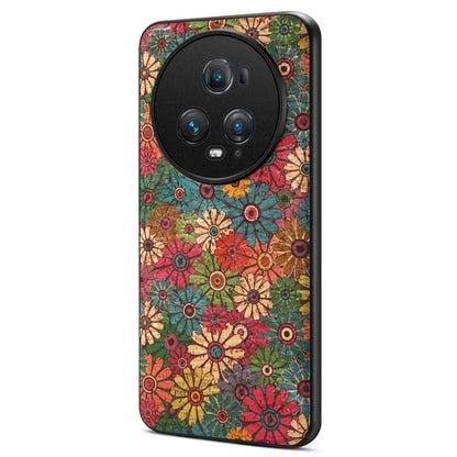 For Honor Magic5 Pro Phone Case PU Leather Flower Series Back Cover
