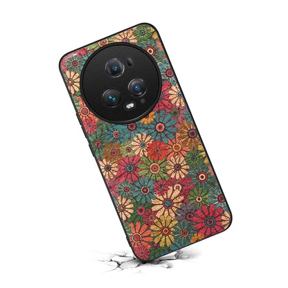 For Honor Magic5 Pro Phone Case PU Leather Flower Series Back Cover