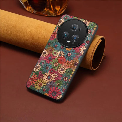 For Honor Magic5 Pro Phone Case PU Leather Flower Series Back Cover