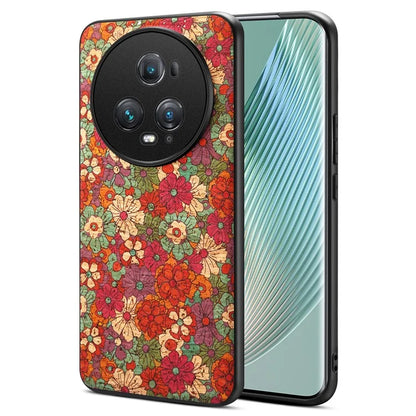 For Honor Magic5 Pro Phone Case PU Leather Flower Series Back Cover