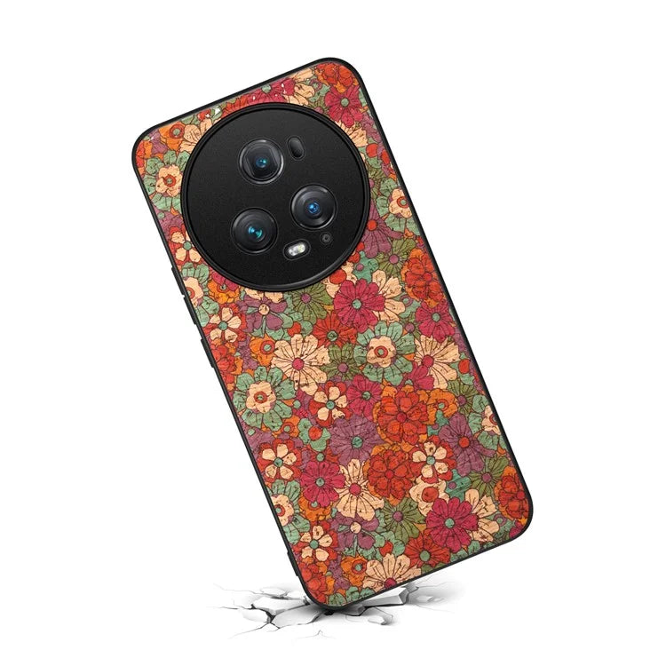 For Honor Magic5 Pro Phone Case PU Leather Flower Series Back Cover