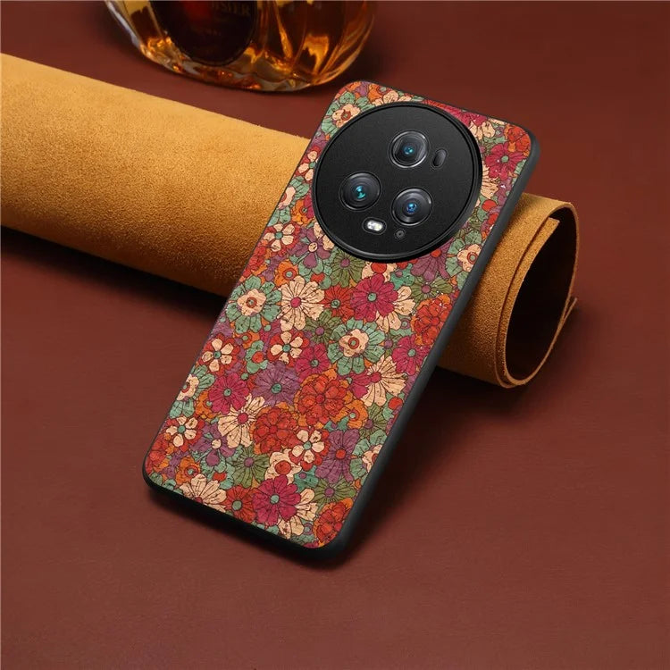 For Honor Magic5 Pro Phone Case PU Leather Flower Series Back Cover
