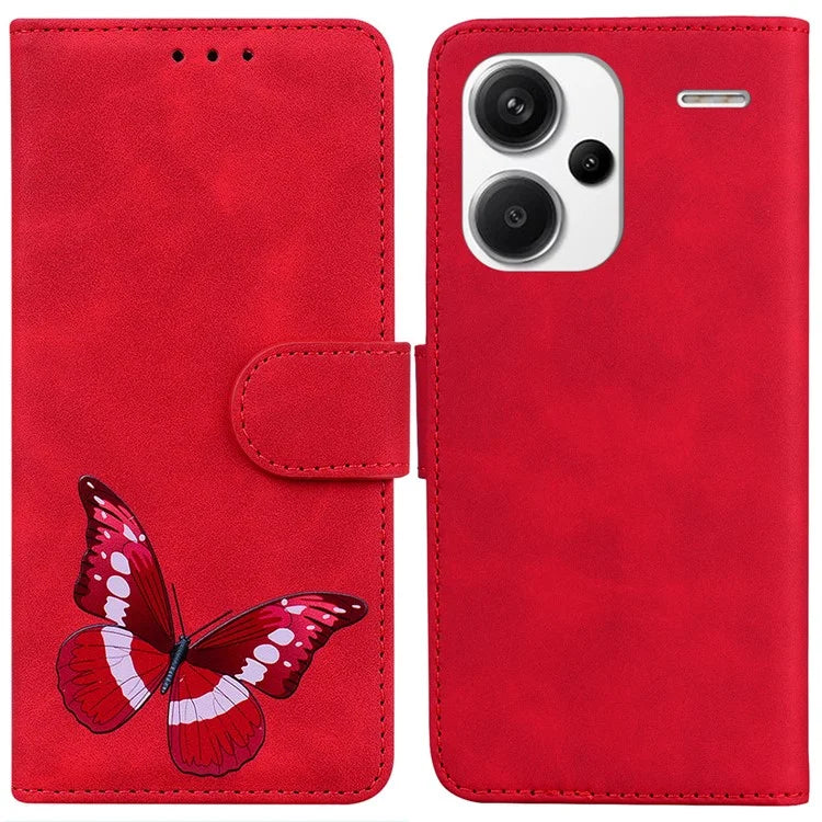 For Xiaomi Redmi Note 13 Pro+ 5G Wallet Case Butterfly Pattern Design PU Leather Phone Cover