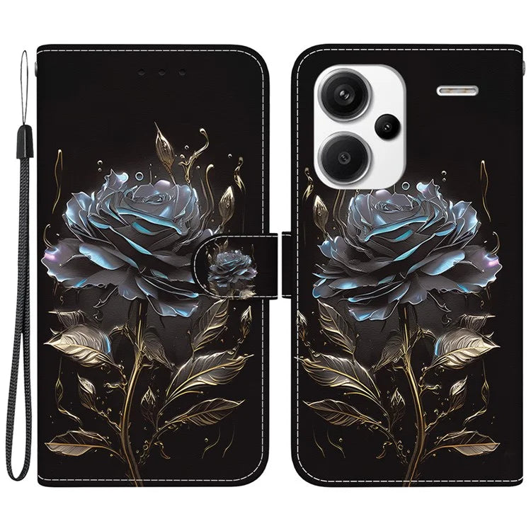 For Xiaomi Redmi Note 13 Pro+ 5G Phone Case Pattern Printing Cover Stand Wrist Strap