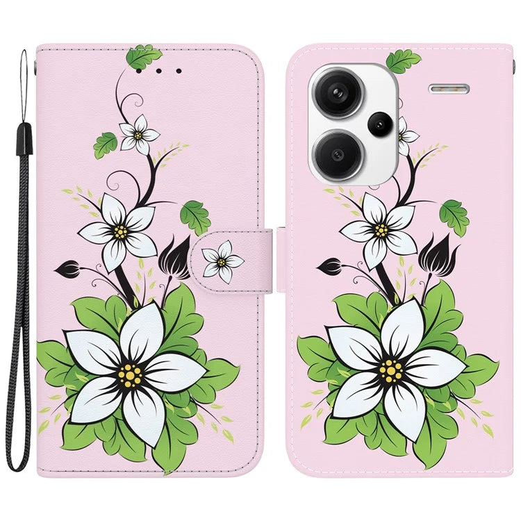 For Xiaomi Redmi Note 13 Pro+ 5G Phone Case Pattern Printing Cover Stand Wrist Strap