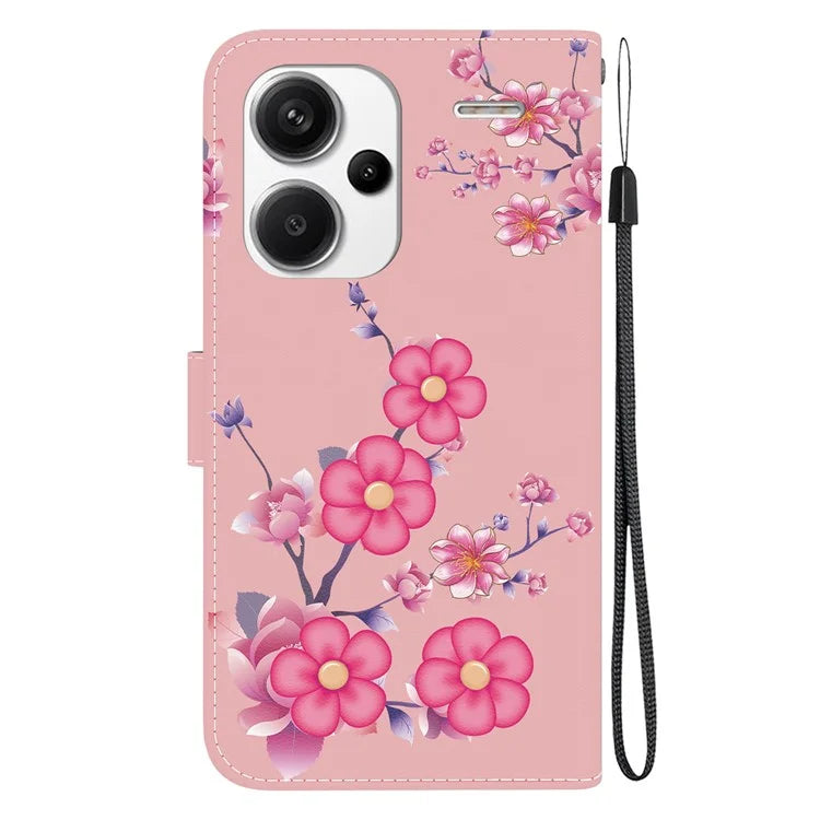 For Xiaomi Redmi Note 13 Pro+ 5G Phone Case Pattern Printing Cover Stand Wrist Strap