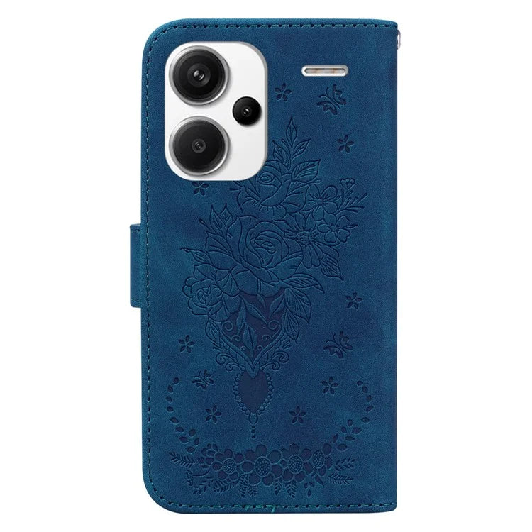 For Xiaomi Redmi Note 13 Pro+ 5G Magnetic Phone Case Rose Butterfly Imprinted Cover