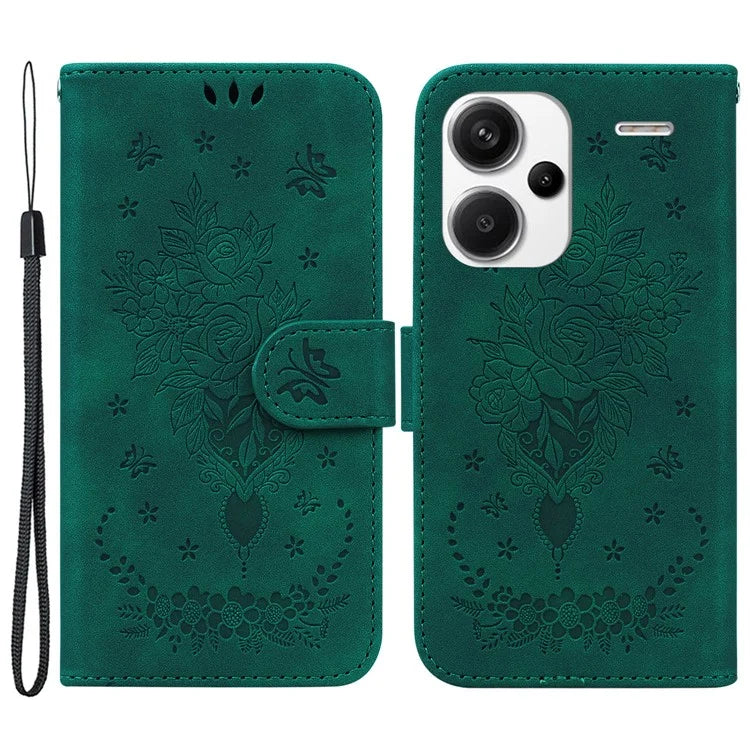 For Xiaomi Redmi Note 13 Pro+ 5G Magnetic Phone Case Rose Butterfly Imprinted Cover