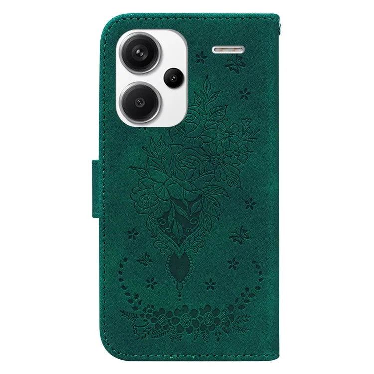 For Xiaomi Redmi Note 13 Pro+ 5G Magnetic Phone Case Rose Butterfly Imprinted Cover