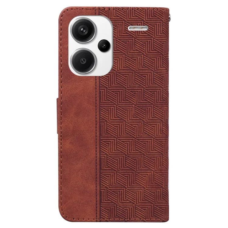For Xiaomi Redmi Note 13 Pro+ 5G Wallet Case Geometry Pattern PU Leather Phone Cover
