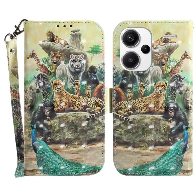 For Xiaomi Redmi Note 13 Pro+ 5G Case 3D Pattern Leather Wallet Phone Cover Handbag