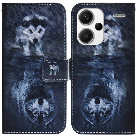 For Xiaomi Redmi Note 13 Pro+ 5G Flip Phone Cover Pattern Print Wallet Case and Wolf