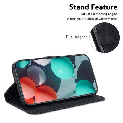 For Xiaomi Redmi Note 13 Pro 5G / Poco X6 5G Stand Card Slots Case 7-Shape Pattern PU Leather Phone Cover
