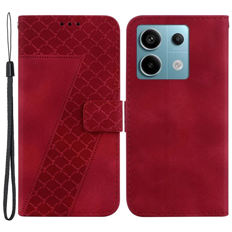 For Xiaomi Redmi Note 13 Pro 5G / Poco X6 5G Stand Card Slots Case 7-Shape Pattern PU Leather Phone Cover