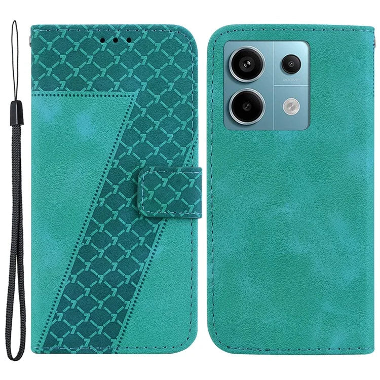 For Xiaomi Redmi Note 13 Pro 5G / Poco X6 5G Stand Card Slots Case 7-Shape Pattern PU Leather Phone Cover