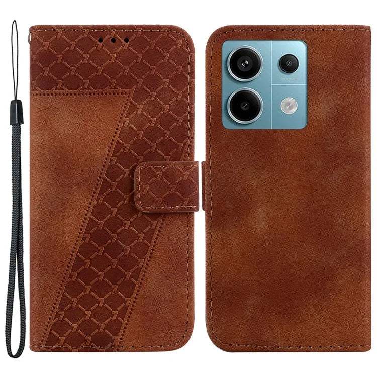 For Xiaomi Redmi Note 13 Pro 5G / Poco X6 5G Stand Card Slots Case 7-Shape Pattern PU Leather Phone Cover