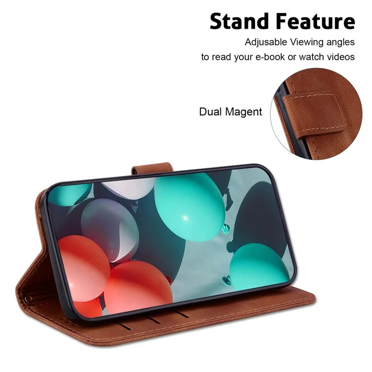 For Xiaomi Redmi Note 13 Pro 5G / Poco X6 5G Stand Card Slots Case 7-Shape Pattern PU Leather Phone Cover