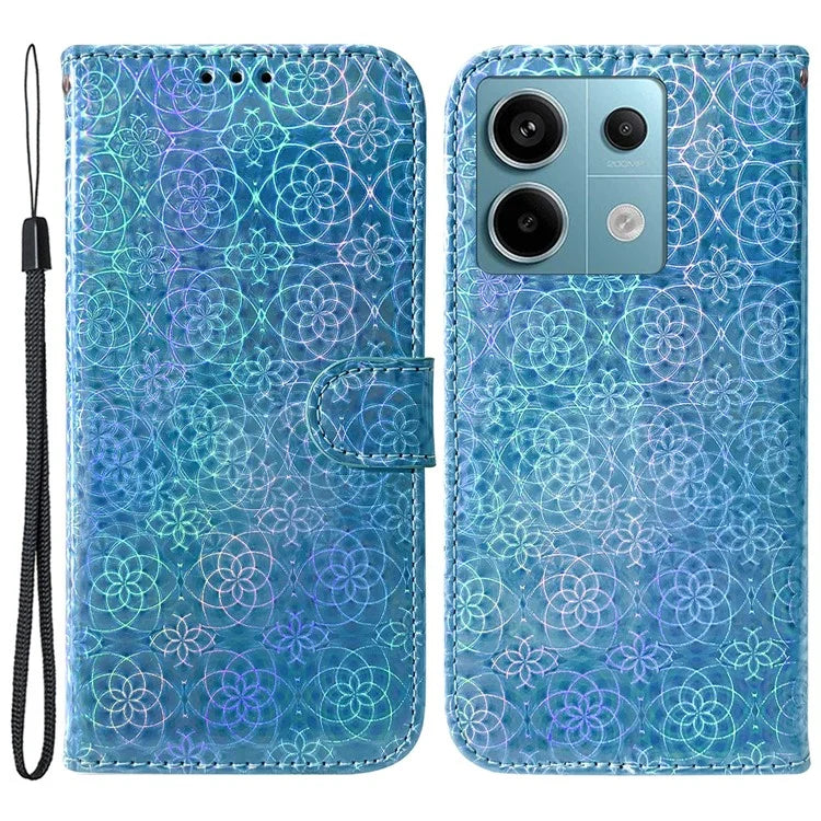 For Xiaomi Redmi Note 13 Pro 5G / Poco X6 5G Magnetic Case Dazzling Flower Phone Wallet Cover