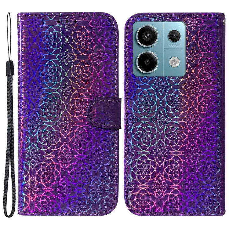 For Xiaomi Redmi Note 13 Pro 5G / Poco X6 5G Magnetic Case Dazzling Flower Phone Wallet Cover