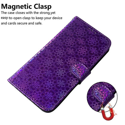 For Xiaomi Redmi Note 13 Pro 5G / Poco X6 5G Magnetic Case Dazzling Flower Phone Wallet Cover