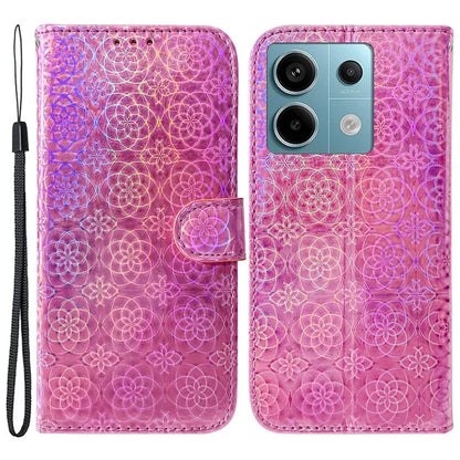 For Xiaomi Redmi Note 13 Pro 5G / Poco X6 5G Magnetic Case Dazzling Flower Phone Wallet Cover