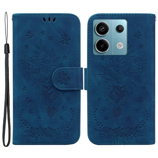 For Xiaomi Redmi Note 13 Pro 5G / Poco X6 5G Case Imprinted Rose Butterfly Phone Stand Cover