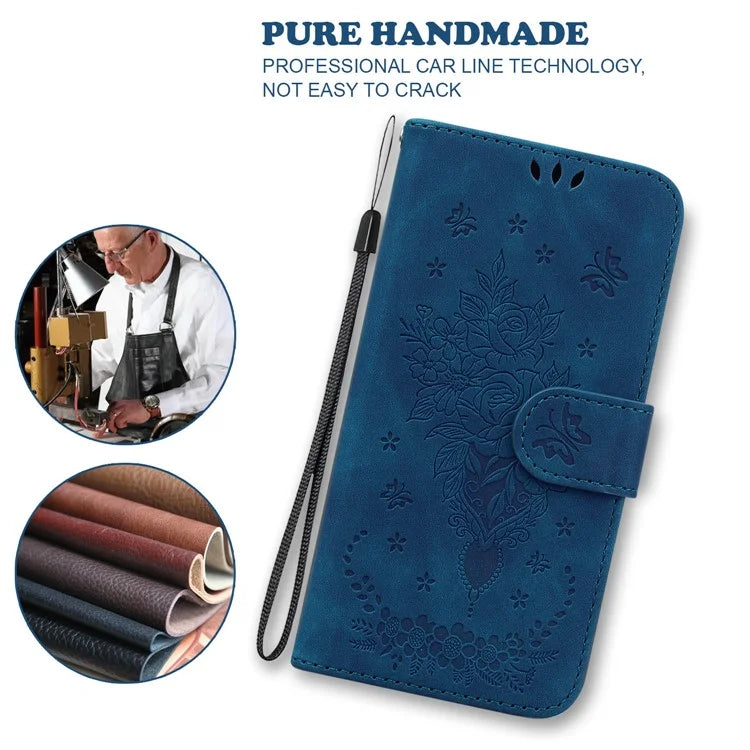 For Xiaomi Redmi Note 13 Pro 5G / Poco X6 5G Case Imprinted Rose Butterfly Phone Stand Cover