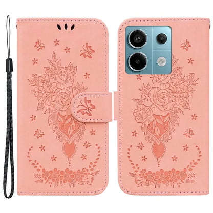 For Xiaomi Redmi Note 13 Pro 5G / Poco X6 5G Case Imprinted Rose Butterfly Phone Stand Cover