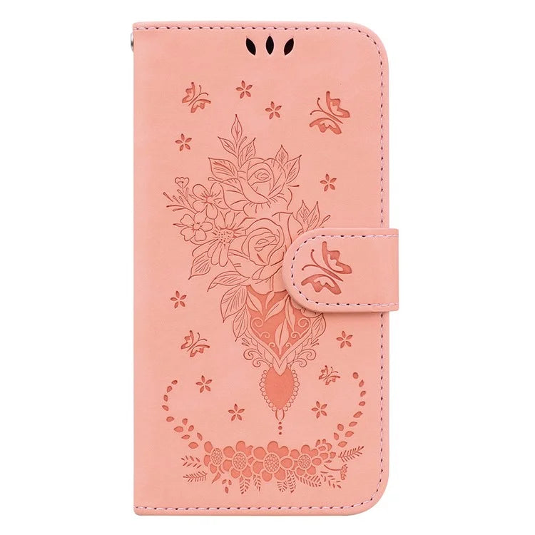For Xiaomi Redmi Note 13 Pro 5G / Poco X6 5G Case Imprinted Rose Butterfly Phone Stand Cover