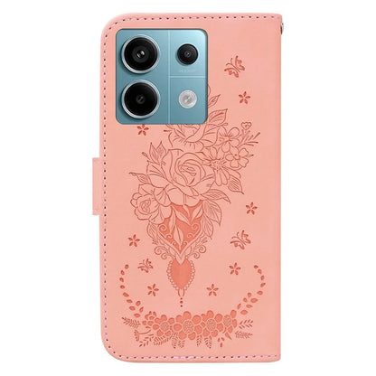 For Xiaomi Redmi Note 13 Pro 5G / Poco X6 5G Case Imprinted Rose Butterfly Phone Stand Cover