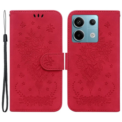 For Xiaomi Redmi Note 13 Pro 5G / Poco X6 5G Case Imprinted Rose Butterfly Phone Stand Cover