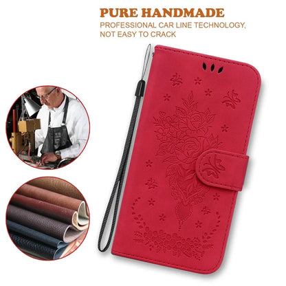 For Xiaomi Redmi Note 13 Pro 5G / Poco X6 5G Case Imprinted Rose Butterfly Phone Stand Cover