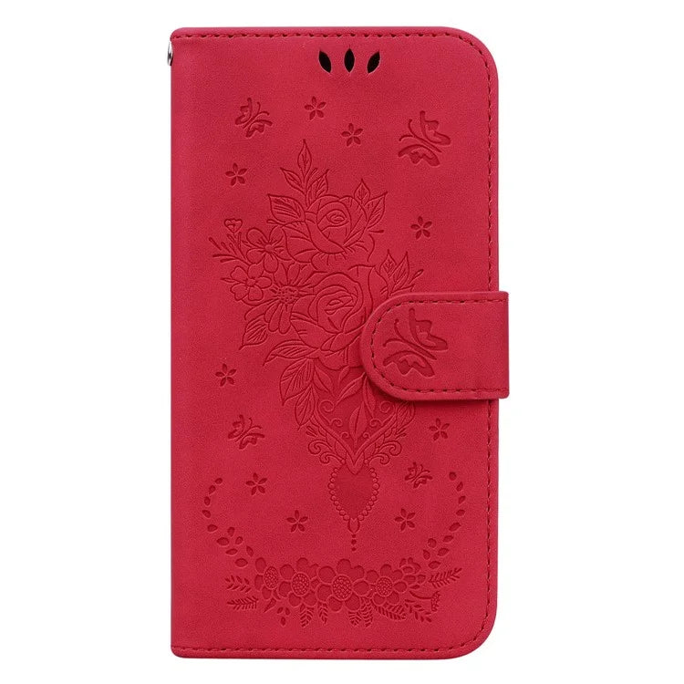 For Xiaomi Redmi Note 13 Pro 5G / Poco X6 5G Case Imprinted Rose Butterfly Phone Stand Cover