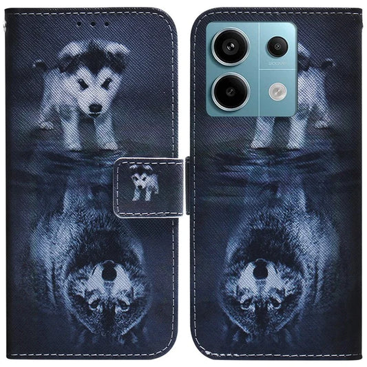 For Xiaomi Redmi Note 13 Pro 5G / Poco X6 5G Leather Case Stand Phone Cover 3D Creative Pattern Design and Wolf