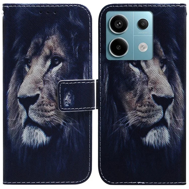 For Xiaomi Redmi Note 13 Pro 5G / Poco X6 5G Leather Case Stand Phone Cover 3D Creative Pattern Design