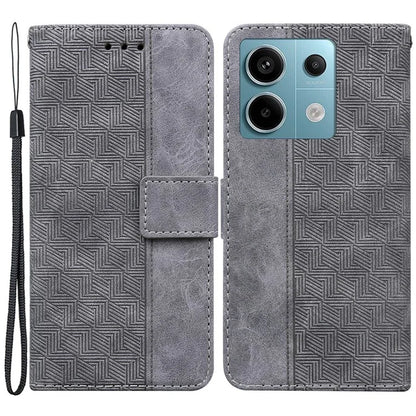 For Xiaomi Redmi Note 13 Pro 5G / Poco X6 5G Leather Flip Phone Case Wallet Cover Geometry Pattern