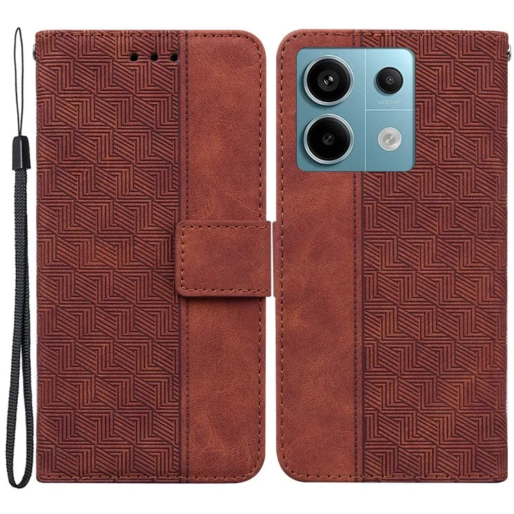 For Xiaomi Redmi Note 13 Pro 5G / Poco X6 5G Leather Flip Phone Case Wallet Cover Geometry Pattern
